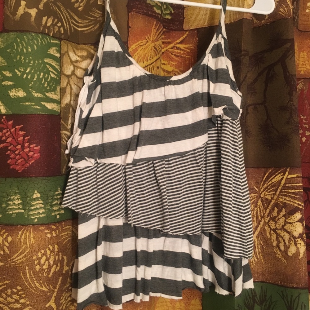 Cute gray and white striped shirt